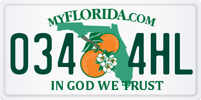 FL license plate 0344HL