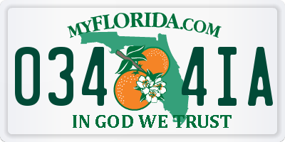 FL license plate 0344IA