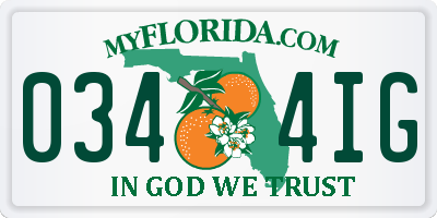 FL license plate 0344IG