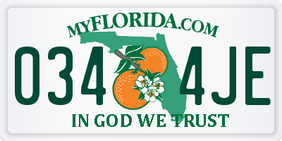 FL license plate 0344JE