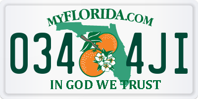 FL license plate 0344JI