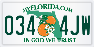 FL license plate 0344JW