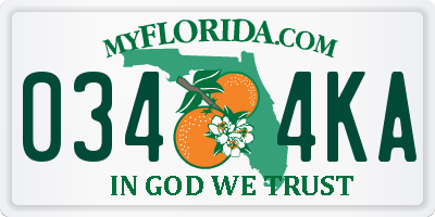 FL license plate 0344KA