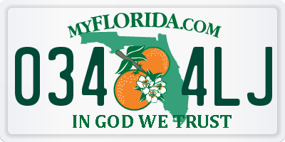 FL license plate 0344LJ
