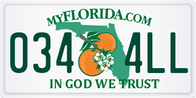 FL license plate 0344LL