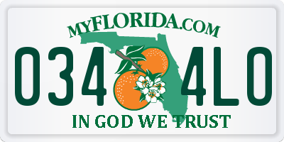 FL license plate 0344LO