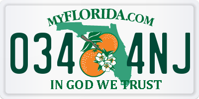 FL license plate 0344NJ