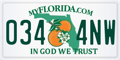 FL license plate 0344NW