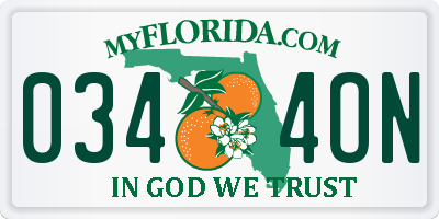 FL license plate 0344ON
