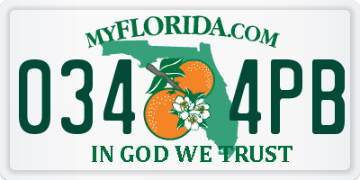 FL license plate 0344PB