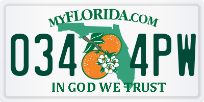 FL license plate 0344PW