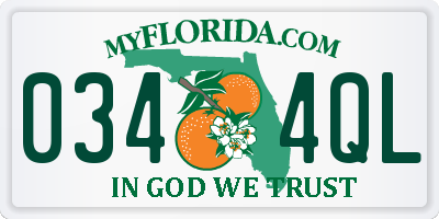 FL license plate 0344QL