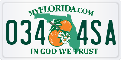 FL license plate 0344SA
