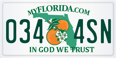 FL license plate 0344SN
