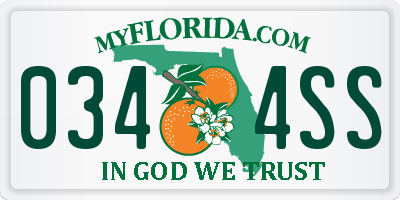 FL license plate 0344SS