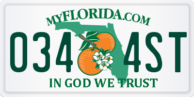 FL license plate 0344ST