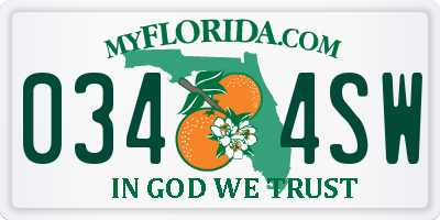 FL license plate 0344SW