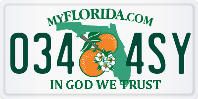 FL license plate 0344SY