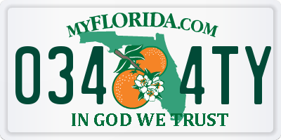 FL license plate 0344TY