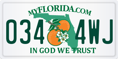 FL license plate 0344WJ