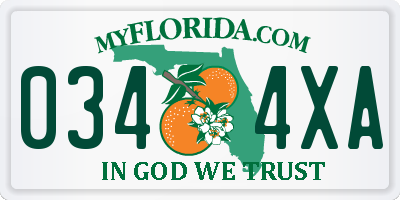 FL license plate 0344XA