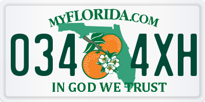 FL license plate 0344XH