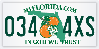 FL license plate 0344XS