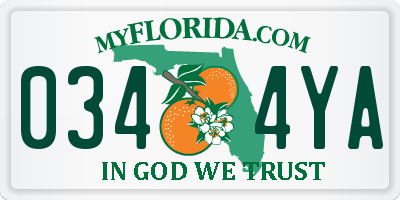 FL license plate 0344YA