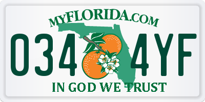 FL license plate 0344YF