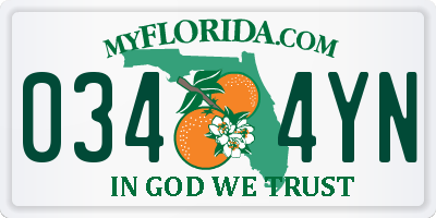 FL license plate 0344YN