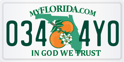 FL license plate 0344YO