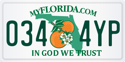 FL license plate 0344YP