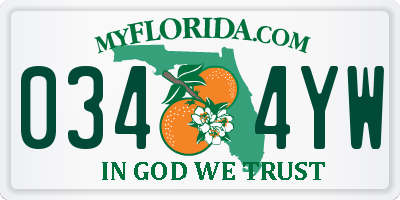 FL license plate 0344YW