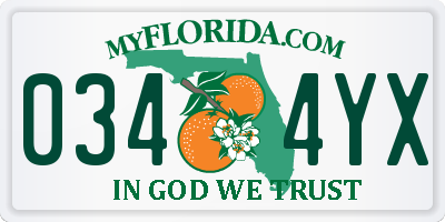 FL license plate 0344YX
