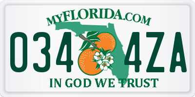 FL license plate 0344ZA