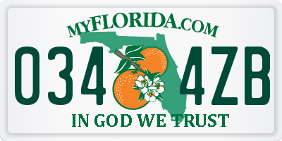 FL license plate 0344ZB
