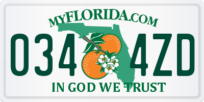 FL license plate 0344ZD
