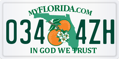 FL license plate 0344ZH
