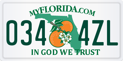 FL license plate 0344ZL