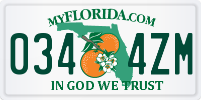 FL license plate 0344ZM