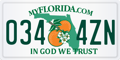 FL license plate 0344ZN