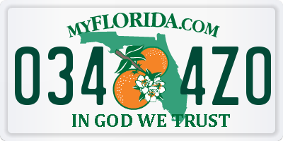 FL license plate 0344ZO