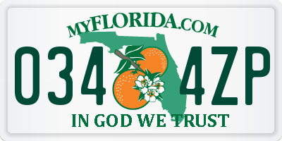 FL license plate 0344ZP
