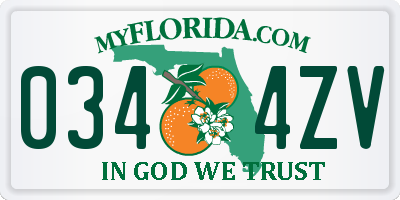 FL license plate 0344ZV