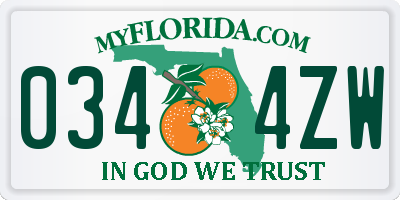 FL license plate 0344ZW