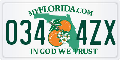 FL license plate 0344ZX