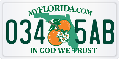 FL license plate 0345AB
