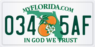FL license plate 0345AF