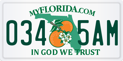 FL license plate 0345AM