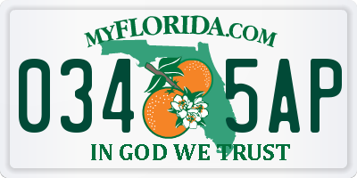 FL license plate 0345AP